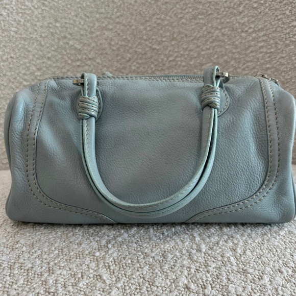Authentic Valentino Leather Aqua Blue V Motif Metal Bag - Picture 1 of 16